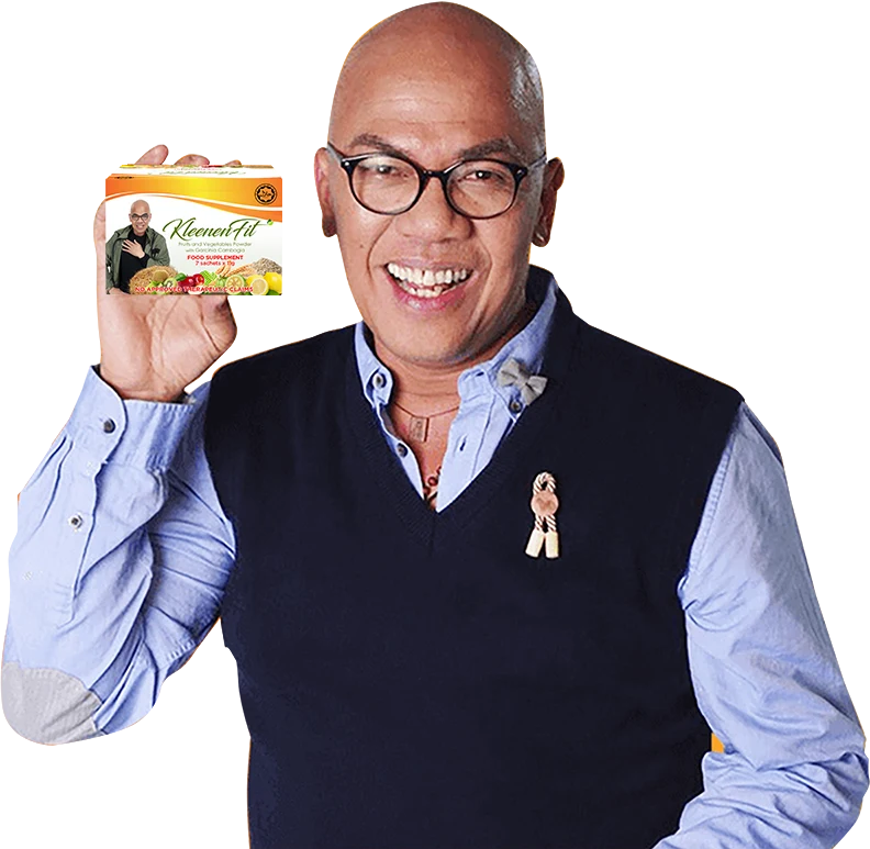 Boy Abunda holding a box of KleenenFit